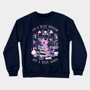 Book Dragon - Cute Dark Dragon Books Color Gift Crewneck Sweatshirt